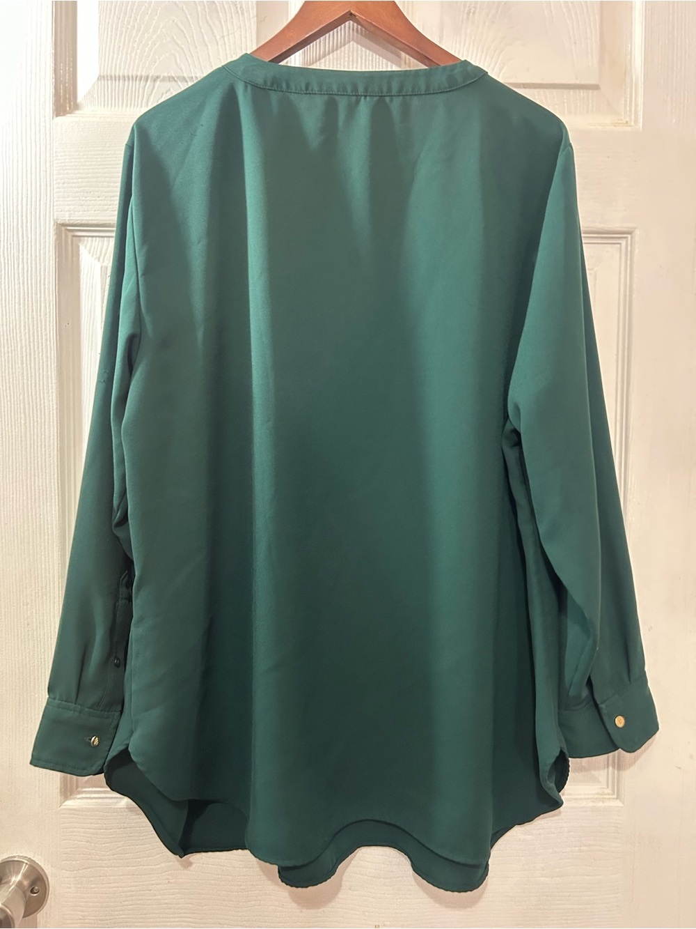 Lauren Ralph Lauren Women’s 2X Hunter Green Buckle Keyhole Blouse Long Sleeve - Picture 2 of 8